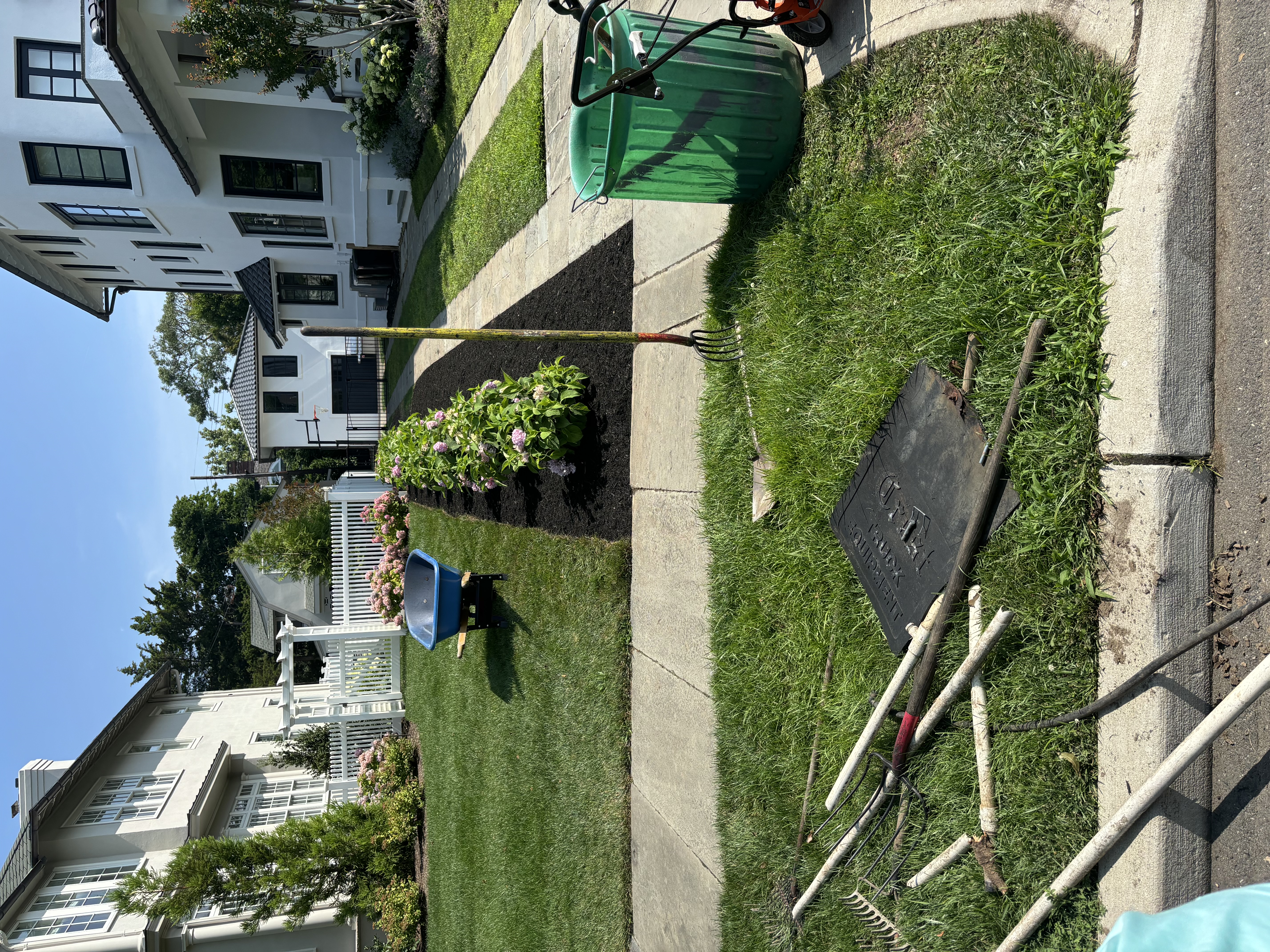 Clean landscaped yard after brush removal and maintenance